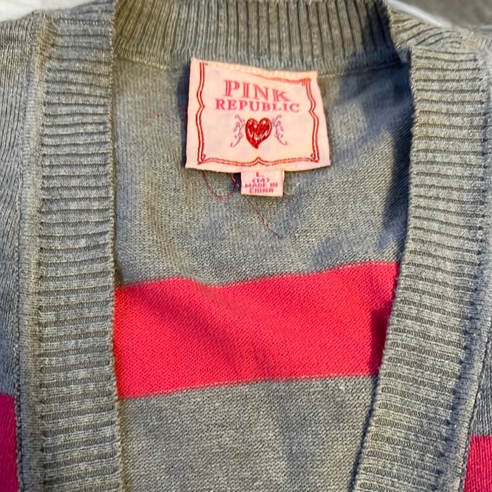 Girls sweater pink & gray with pockets